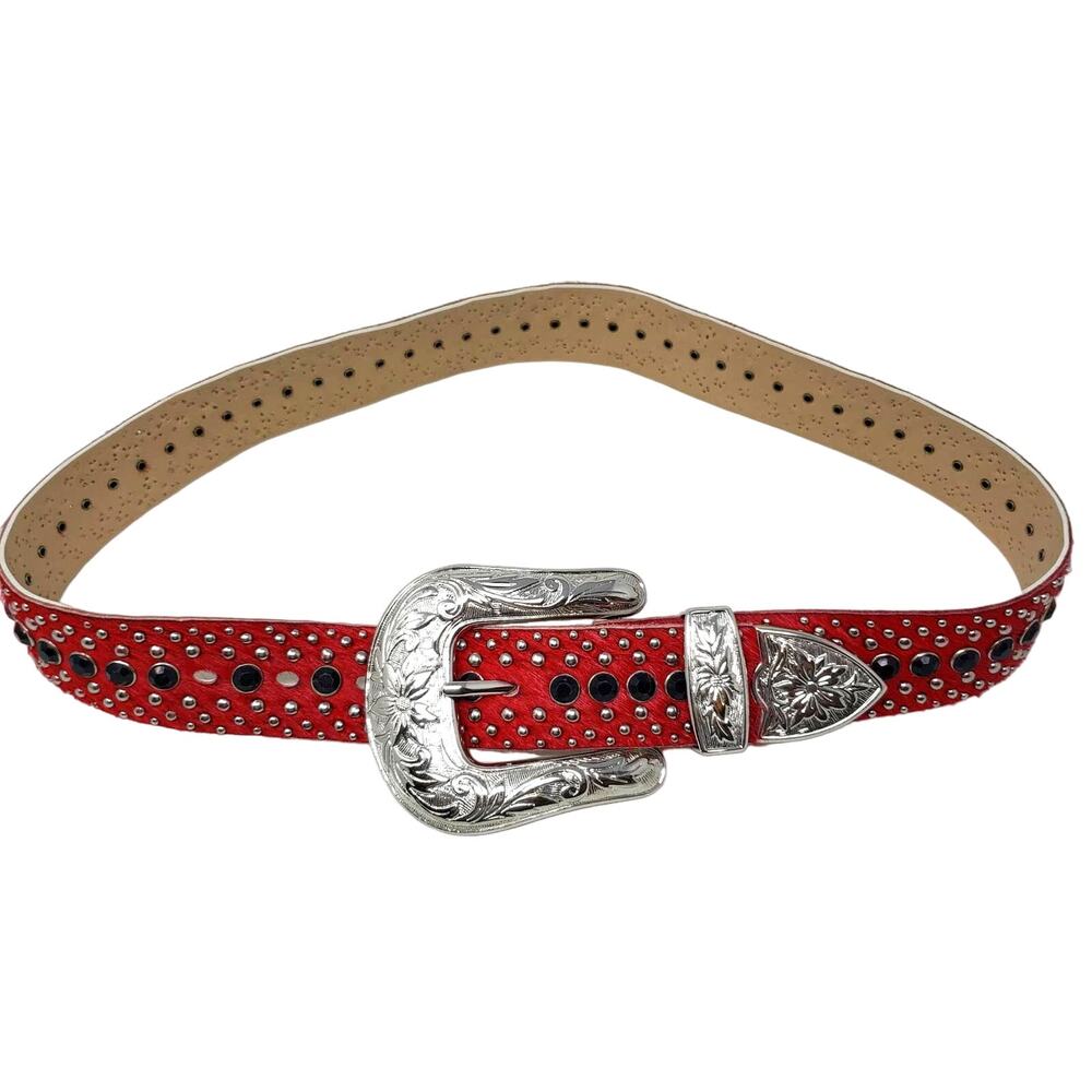 NEW! Leather Cowhide Studded Belt - 37"